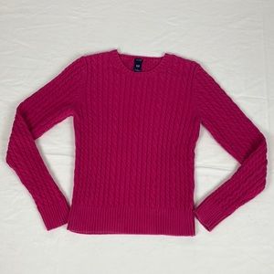 Gap Women’s Cable Knit Pullover Crewneck Sweater Hot Pink Size Large L